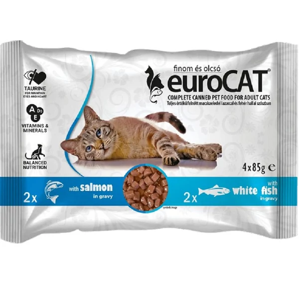 EuroCat DUO pouch lazac-fehér hal 4x85g