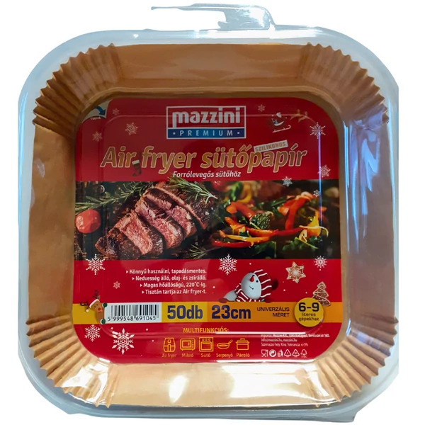 Mazzini szögletes karácsonyi airfryer sütőpapír 23cm 50db-os kiszerelésben