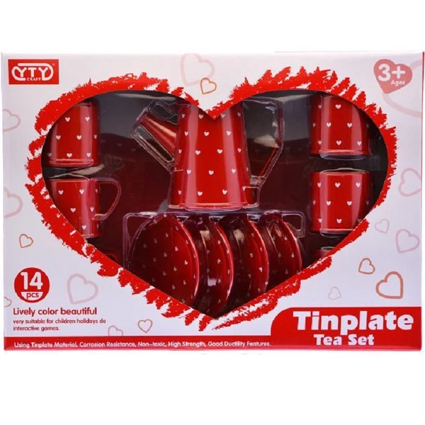 Játék edénykészlet piros szíves mintával BZ4643