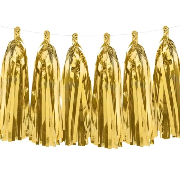 Újévi arany színű girland bojtokkal 1,5M