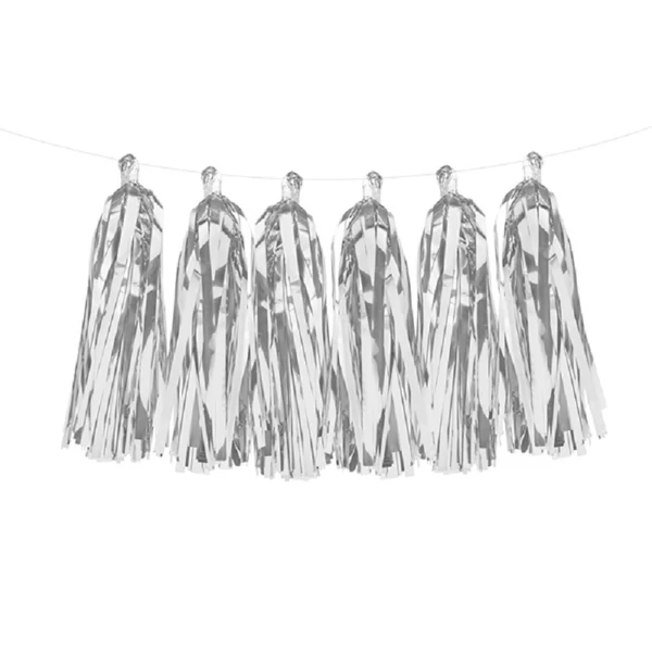 Újévi ezüst színű girland bojtokkal  1,5M