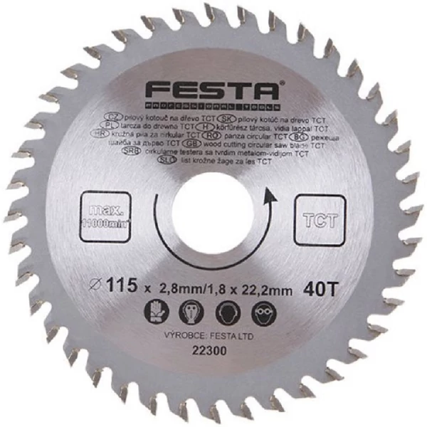 Festa Fűrésztárcsa fához 115 x 22,2 x 1,8 mm / 40T - 22300F