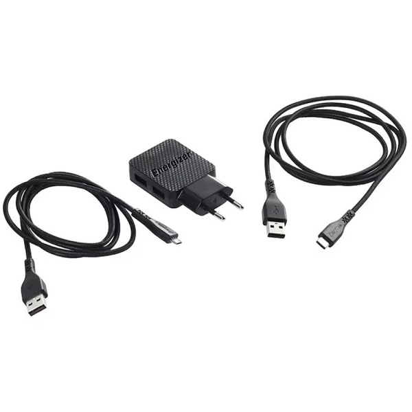 Energizer fali töltő 2x usb 2,4A usb C Microusb kábel fekete - EAC2BEULCMM