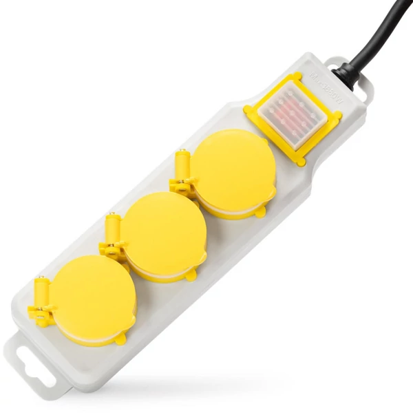 Entac elosztó 3 foglalat kapcsolóval IP44 1,5m 3G1,5 - ESE1.5G3-1.5-SW-IP44