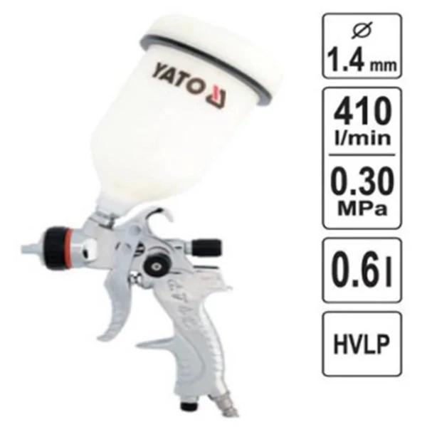 Yato Festékszóró pisztoly fe. tart.HVLP 0,6l 410 l/min - YT-2340