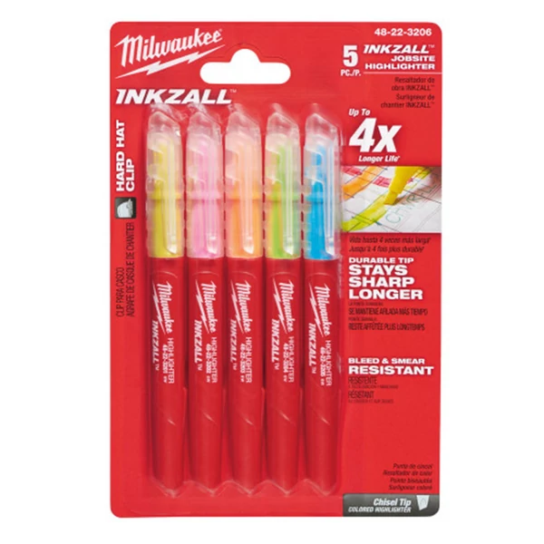 Milwaukee INKZALL Szövegkiemelő Színes (5 darabos kiszerelés) 1 db - 48223206