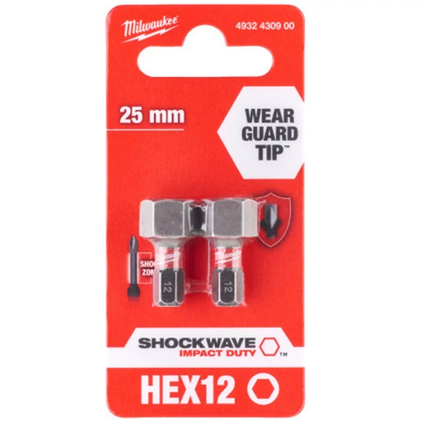 Milwaukee Shockwave bit Hex12 25mm-2db bitfej - 4932430900