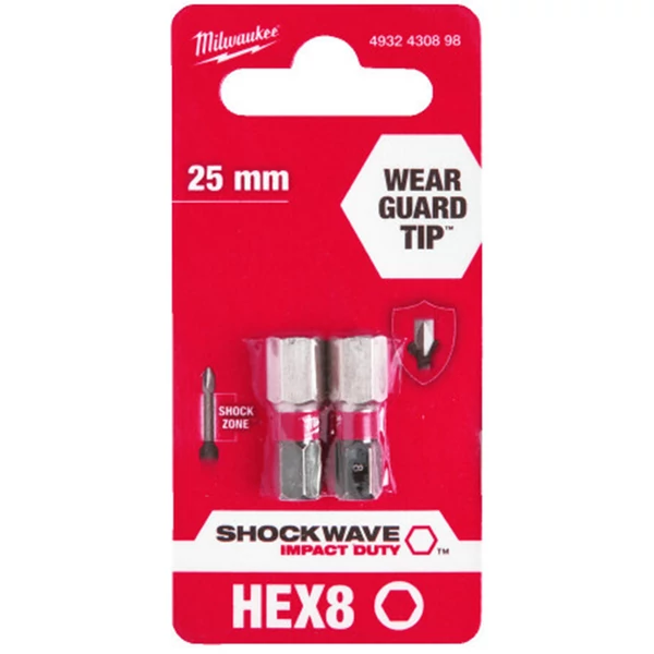 Milwaukee Shockwave bit Hex8 25mm-2db bitfej - 4932430898