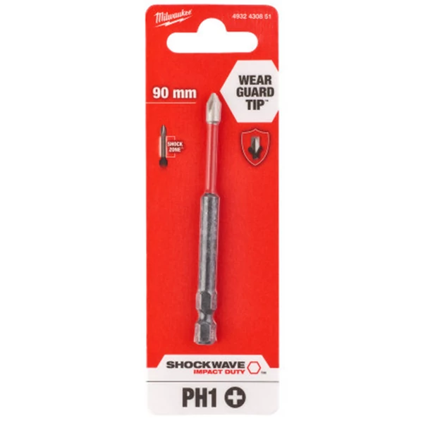 Milwaukee Shockwave bit PH1 90mm-1db bitfej - 4932430851
