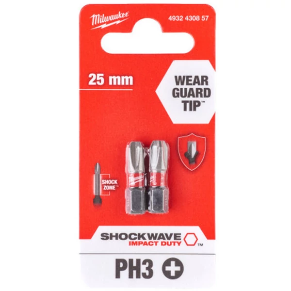 Milwaukee Shockwave bit PH3 25mm-2db bitfej - 4932430857