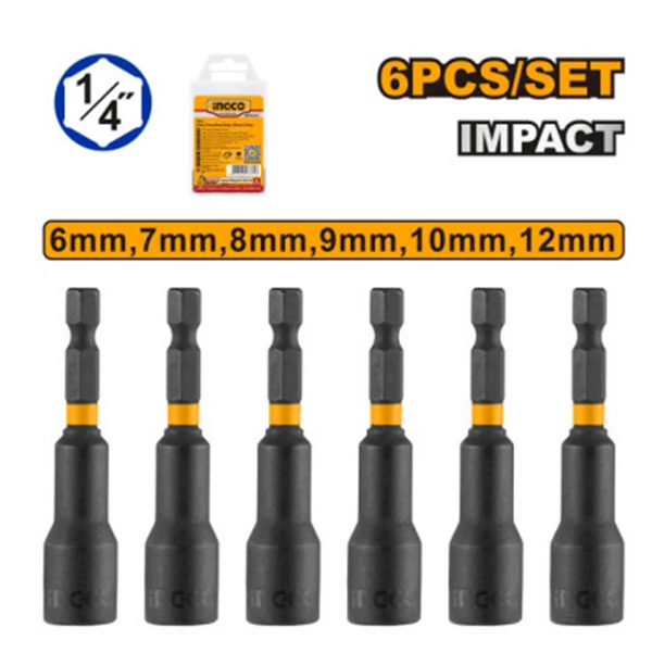Ingco Csavarbehajtó készlet 6 részes 6-12 mm mágneses - AMN65061