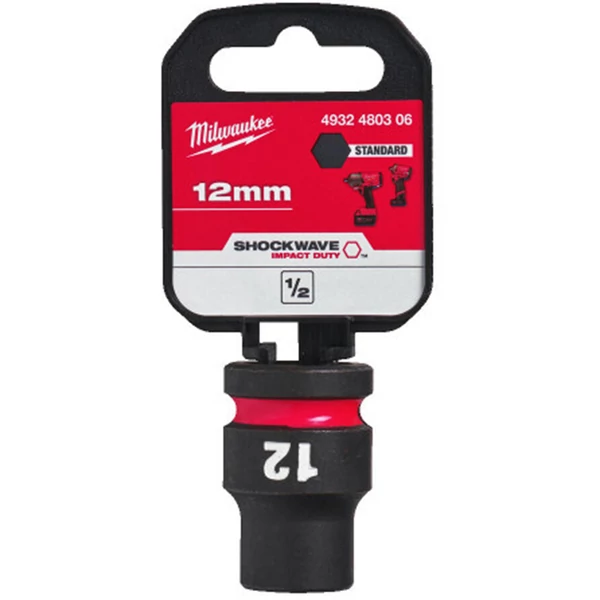 Milwaukee 1/2' Dugókulcsbetét hatlapú, gépi, rövid 12 mm - 1 db - 4932480306