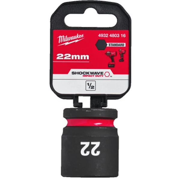 Milwaukee 1/2' Dugókulcsbetét hatlapú, gépi, rövid 22 mm - 1 db - 4932480316
