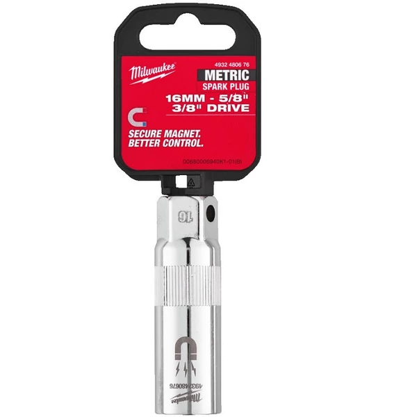 Milwaukee 3/8' Gyertyakulcs mágneses 16 mm - 1 db - 4932480676