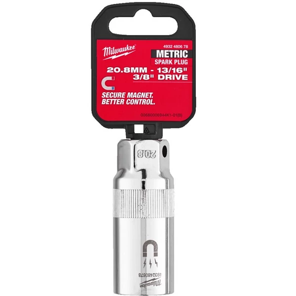 Milwaukee 3/8' Gyertyakulcs mágneses 20,8 mm - 1 db - 4932480678