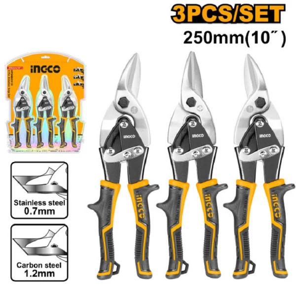 Ingco Lemezvágó olló készlet 3 részes 250 mm - HTSNK0110