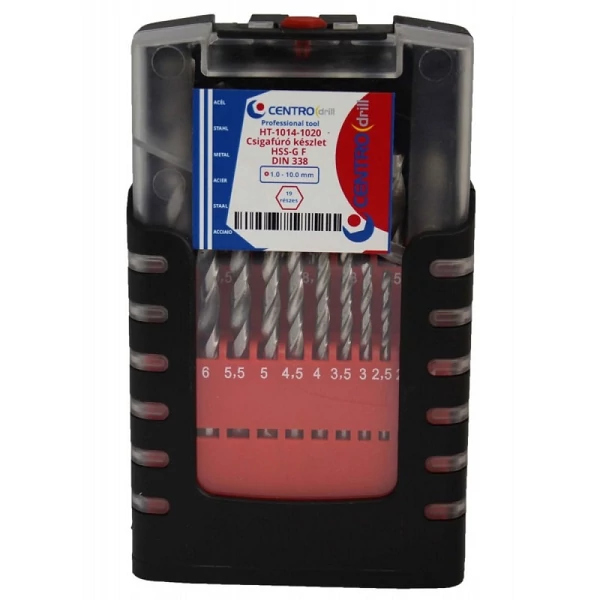 Csigafúró készlet 19r. 1-10mm HSS-G - HT-1014-1020