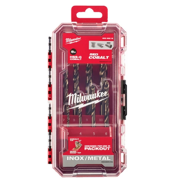 Milwaukee Red Cobalt – HSS-G Co fémfúró – DIN 338 – Készlet (8 részes) 1 db - 4932499256