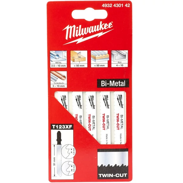 Milwaukee Bimetál szúrófűrészlapok 2 fogosztású 91/2,5/1,8 mm (Fémhez) 5db - 4932430142