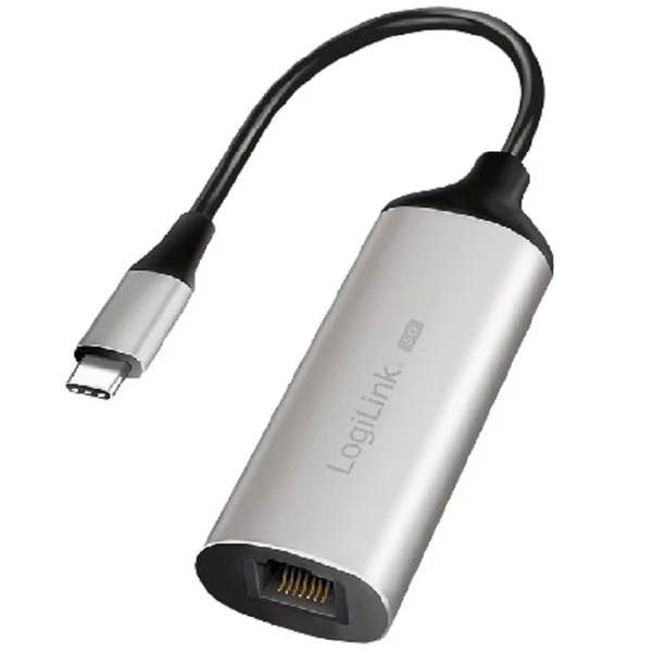 Logilink USB-C/M 3.2 Gen 1 - RJ45/F 5G Gigabit Ethernet adapter, Full Duplex áramlásszabályozással, alumínium