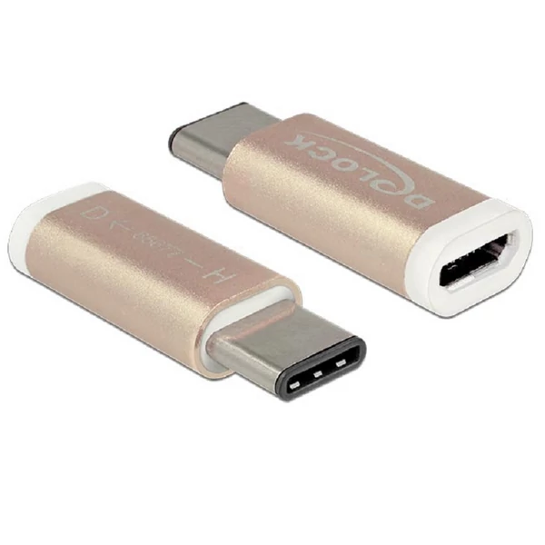 Delock adapter USB Type-C 2.0 apa (host) > USB 2.0 Micro-B anya (eszköz) réz színű