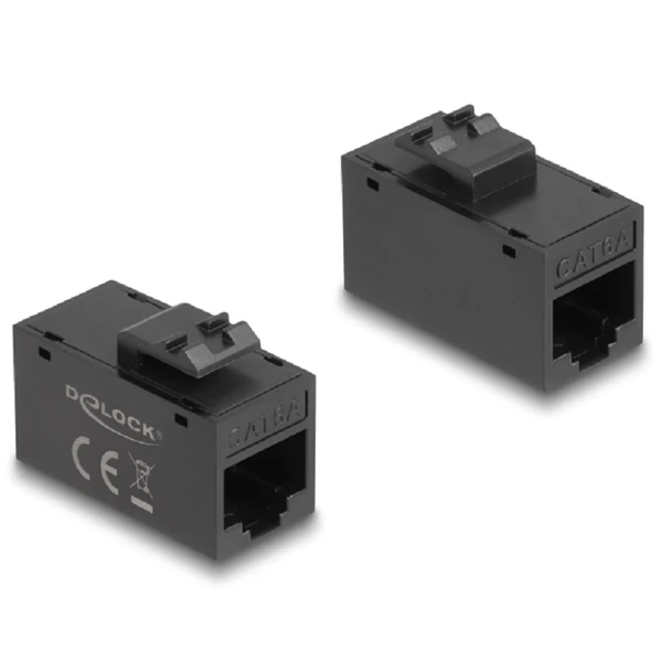 Delock Keystone modul, RJ45-aljzat - RJ45-aljzat, Cat.6A UTP fekete