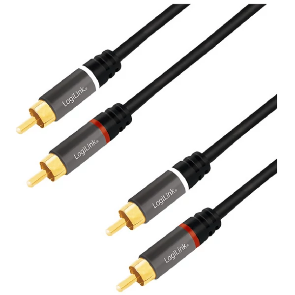 Logilink Audiokábel, 2x RCA/M - 2x RCA/M, fém, 3 m
