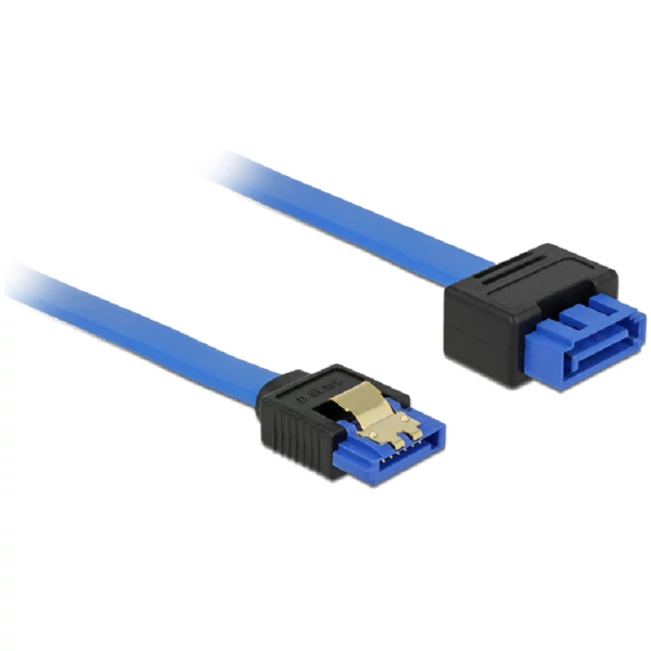Delock SATA-bovítokábel, 6 Gb/s, hüvely, egyenes > SATA dugó, egyenes, 50 cm, kék, reteszes típusú
