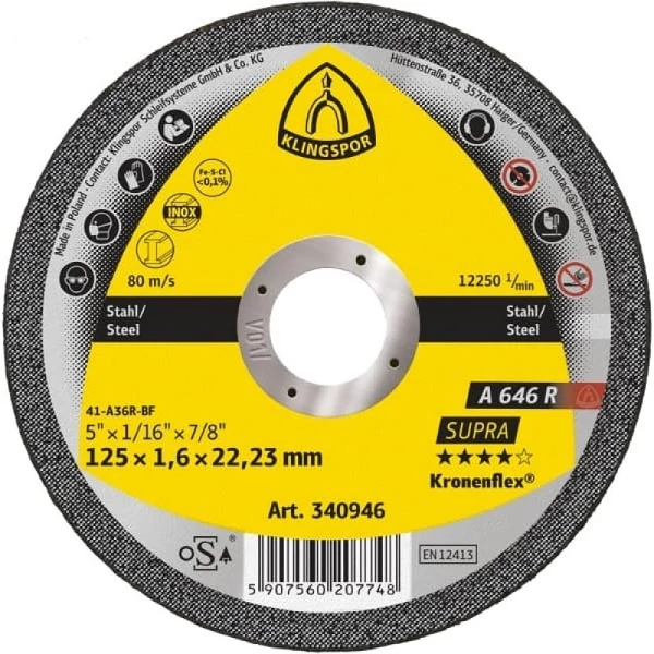 Klingspor A646R Vágókorong 180x1,6x22,2 - 340944