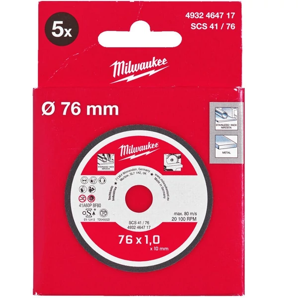 Milwaukee Fémvágókorong 76 mm (M12 FCOT) - 5 darabos készlet - 4932464717