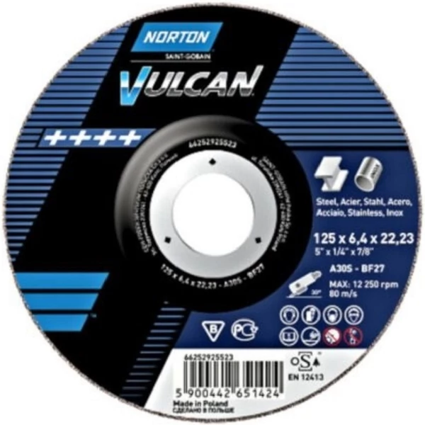 Norton Vulcan 125x6,4x22,23 fémtisztító A30S - 66252925523
