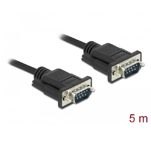 Delock Sub-D9-es, RS-232 soros kábel, apa-apa, 5 m