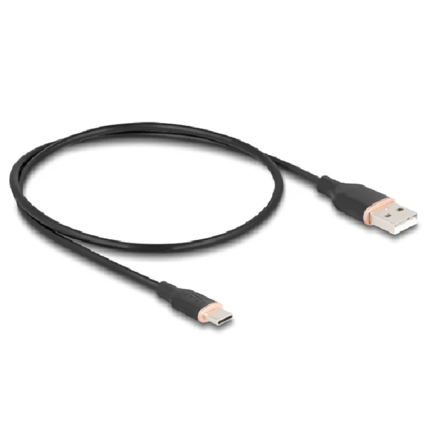 Delock USB 2.0 kábel USB A-típusú dugó - USB Type-C  dugó 0,5 m fekete Szilikon