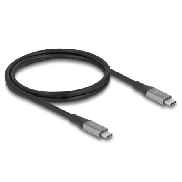 Delock USB 40 Gbps kábel USB Type-C  dugó - dugó PD 3.1 240 W E-Marker 1 m szürke fém
