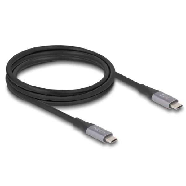 Delock USB 40 Gbps kábel USB Type-C  dugó - dugó PD 3.1 240 W E-Marker 2 m szürke fém