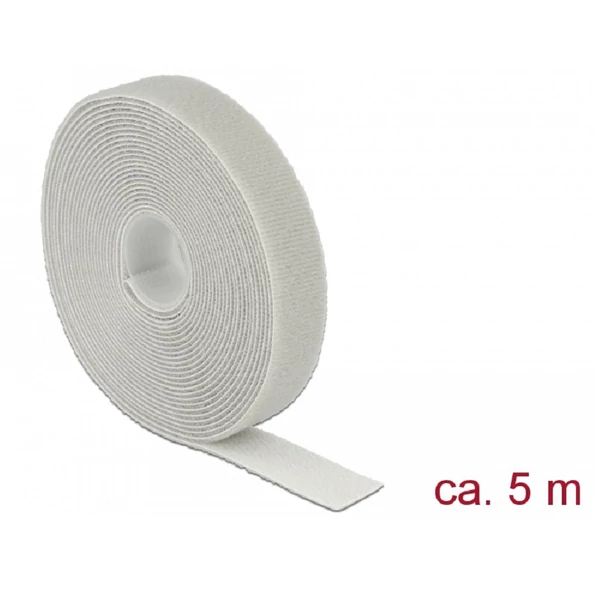 Delock Hurkolható rögzítők, 5 m x 20 mm (H x Sz) tekercs, szürke