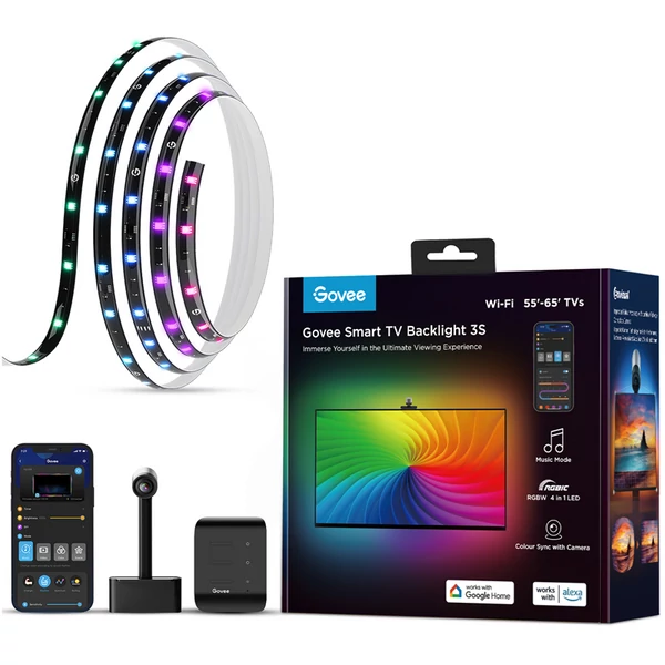Govee Envisual TV háttérvilágítás kamerával (55~65 hüvelyk) (Netflix Co-branding verzió) Hang + Wifi + Bluetooth vezérléssel