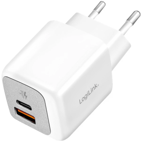 Logilink Kettős USB töltőkészlet (20 db), 1x USB-C (PD), 1x USB-A, 20 W, fehér