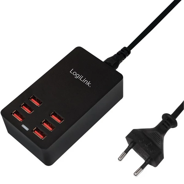 Logilink USB asztali töltő, 6-port, 32W, fekete