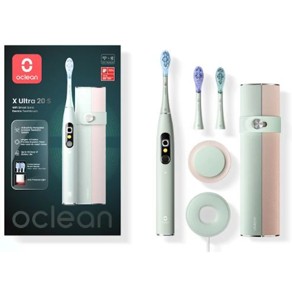 Oclean X Ultra 20 Green elektromos fogkefe AI okos kijelzővel