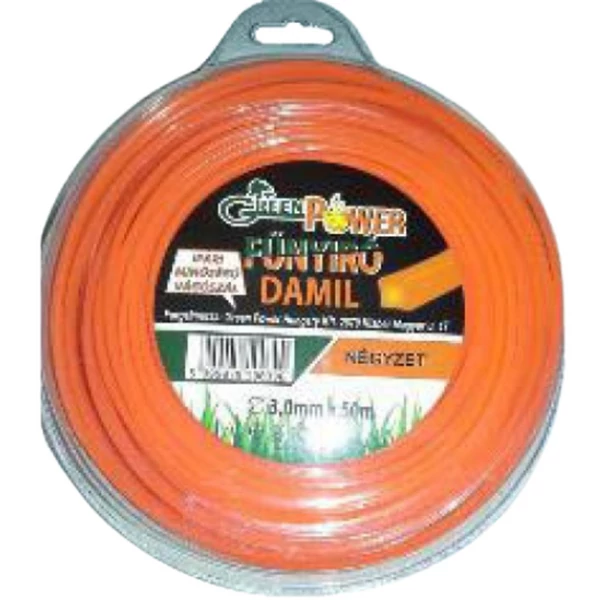 Greenpower Műanyag vágószál 3mmx50m négyzet, műanyag tekercs 0,5 kg - GP0711