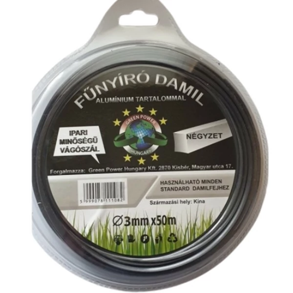 Greenpower műanyag vágószál alu 1lb négyszög 3mm 50 méter - GP1108