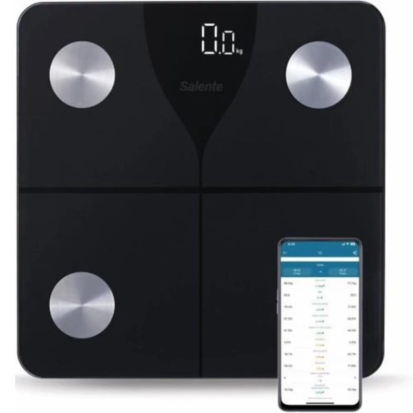 Salente SlimFit, személyi diagnosztikai fitnesz mérleg, Bluetooth, fekete