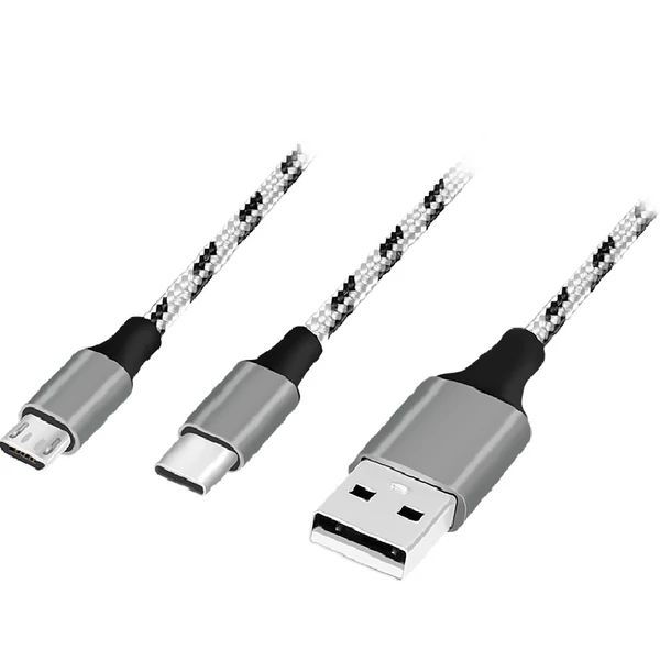 Logilink USB 2.0 kábel, USB-A/M - Micro-USB + USB-C, fehér/fekete, 1,2 m