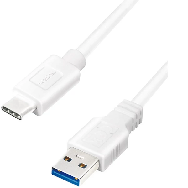 Logilink USB 3.2 Gen1 Type-C kábel, C/M-USB-A/M, fehér, 1,5 m