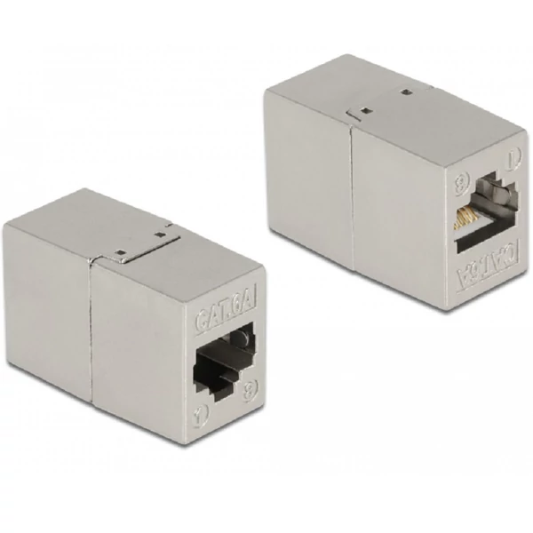 Delock fémszínű adapter RJ45 anya - RJ45 anya Cat.6A