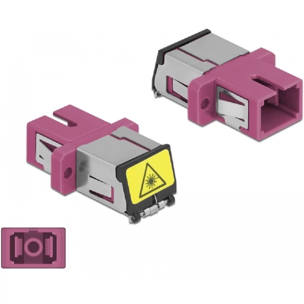 Delock SC optikai szálas csatlakozó Párosító lézervédő zárral / borítással Simplex anya - SC Simplex