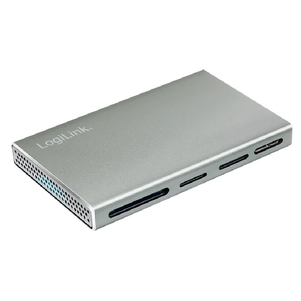 Logilink USB 3.2 Gen1, 5 az 1-ben kártyaolvasó (SD-, microSD-, MS-, CF és M2), alumínium, ezüst