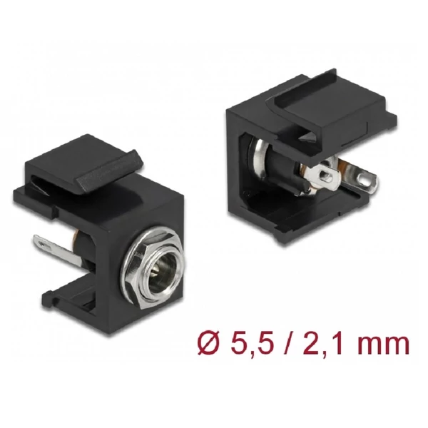 Delock Keystone modul, DC 5,5 x 2,1 mm-csatlakozóhüvely, fekete