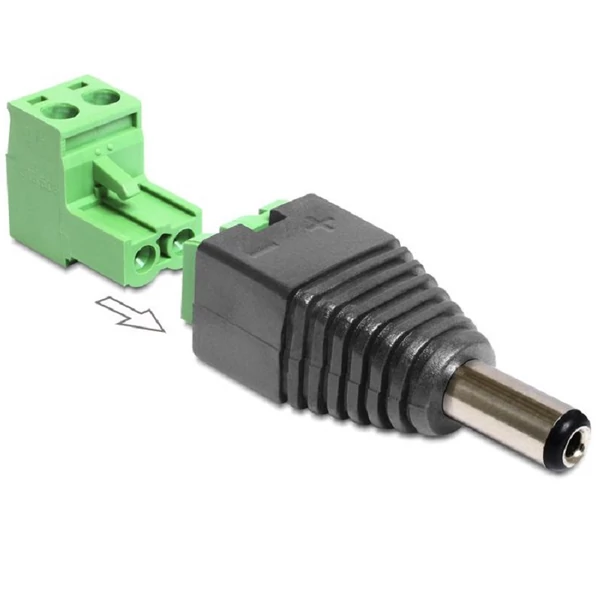 Delock DC 2.5 x 5.5 mm apa > Terminal Block 2 pin adapter, 2 részes
